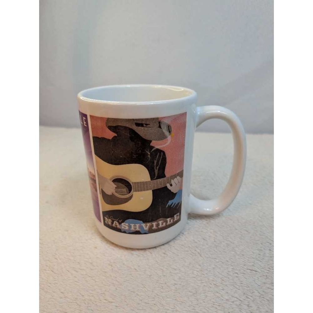 Nashville Mug Tennessee Cowboy Guitar Skyline Souvenir Ceramic Coffee Cup